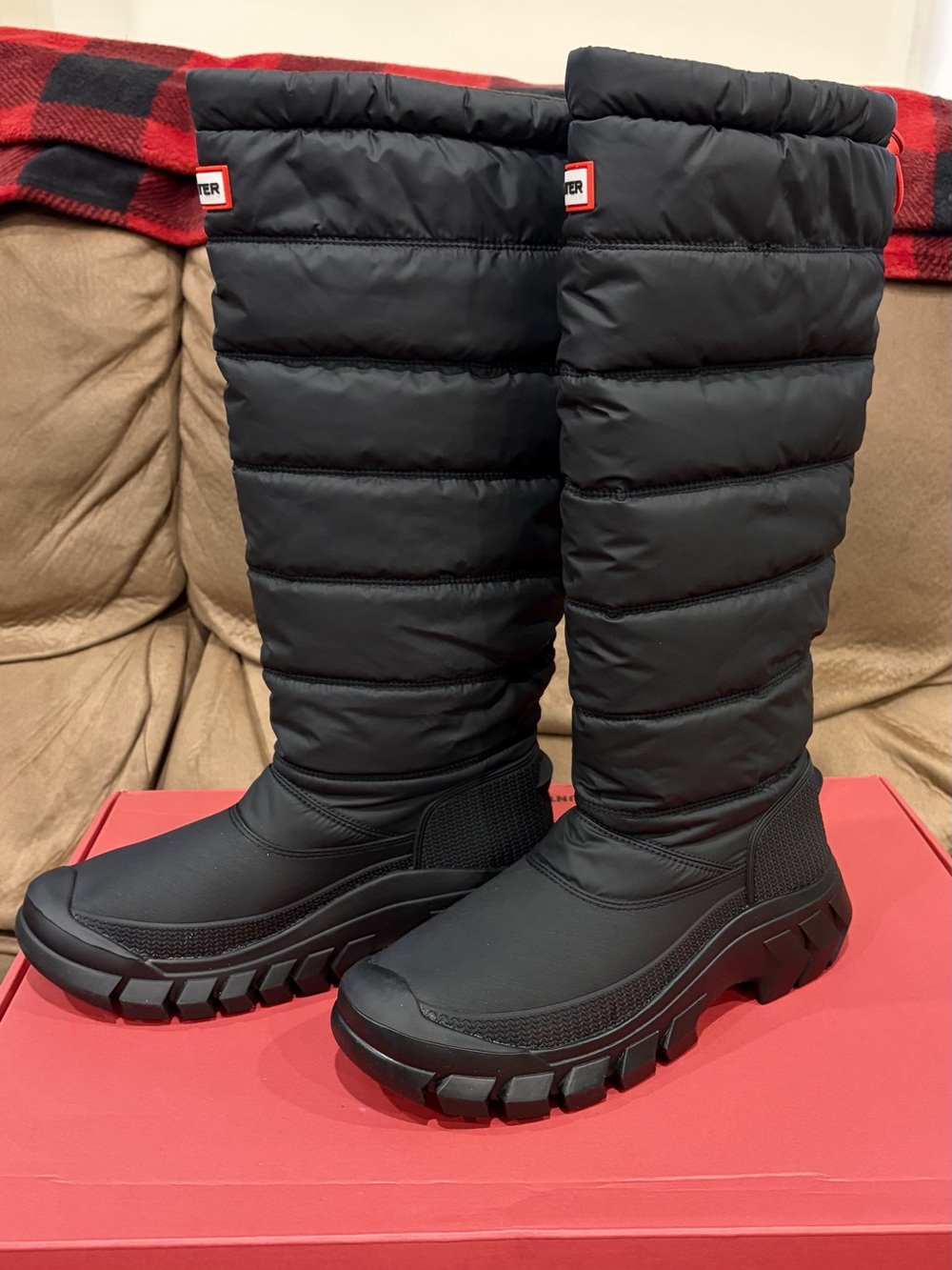 Hunter Black Puffer Tall Winter Boots